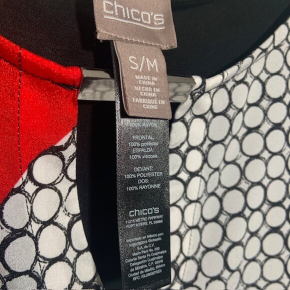 Chico's Geometric Colorblock Lagenlook Artsy Abstract Poncho Top - Size S/M - Picture 6 of 8